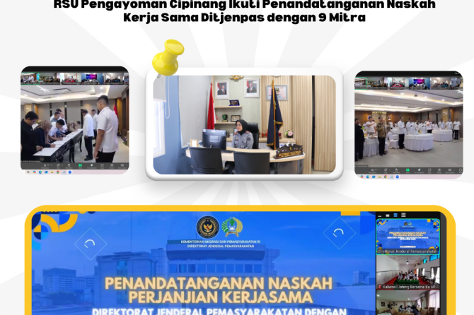 Dukung Peningkatan Layanan Secara Optimal, RSU Pengayoman Cipinang Ikuti Penandatanganan Naskah Kerja Sama Ditjenpas dengan 9 Mitra